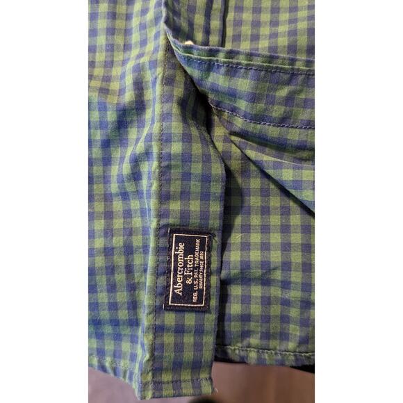 Abercrombie & Fitch Green/Navy Check Men's Button Down Shirt Size M - Picture 10 of 12